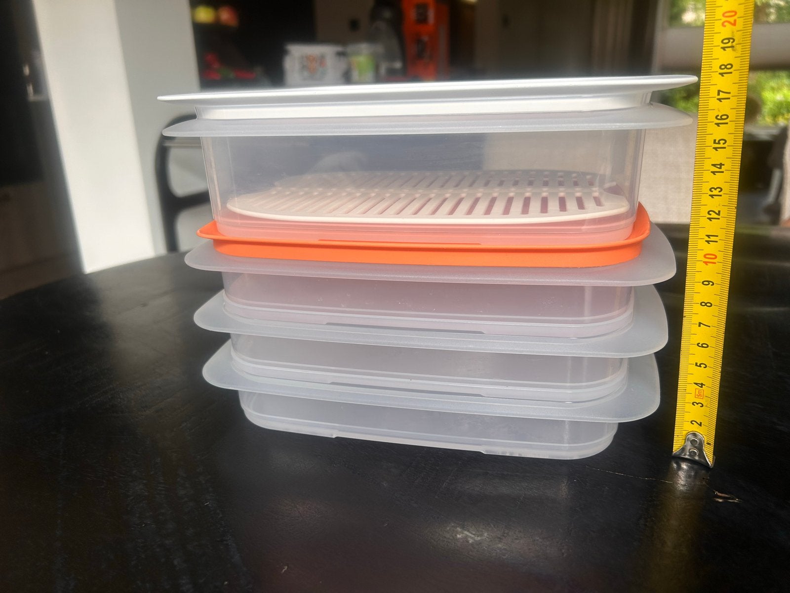 Tupperware kaasbak en 3 vleeswarenbakjes, Huis en Inrichting, Ophalen of Verzenden, Gebruikt, Wit, Bak of Kom