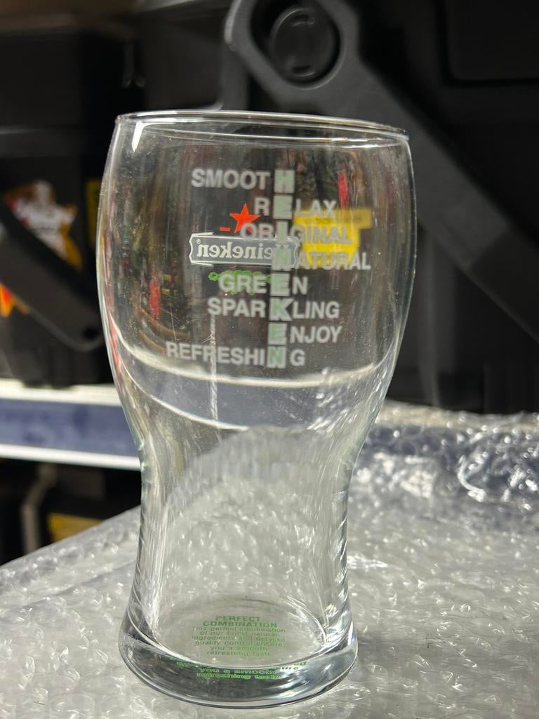Heineken dubbeldruk glas apart, Ophalen, Zo goed als nieuw, Bierglas