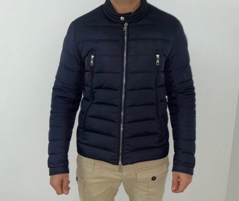 Moncler Heren Jas - Donkerblauw, Maat L, Kleding | Heren, Ophalen of Verzenden, Zo goed als nieuw, Maat 52/54 (L), Blauw