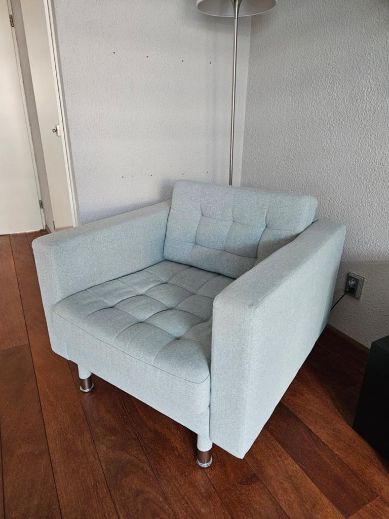 IKEA LANDSKRONA Fauteuil, stoel, lichtgroen mint groen, Ophalen, Modern, Scandinavisch, 75 tot 100 cm, Zo goed als nieuw
