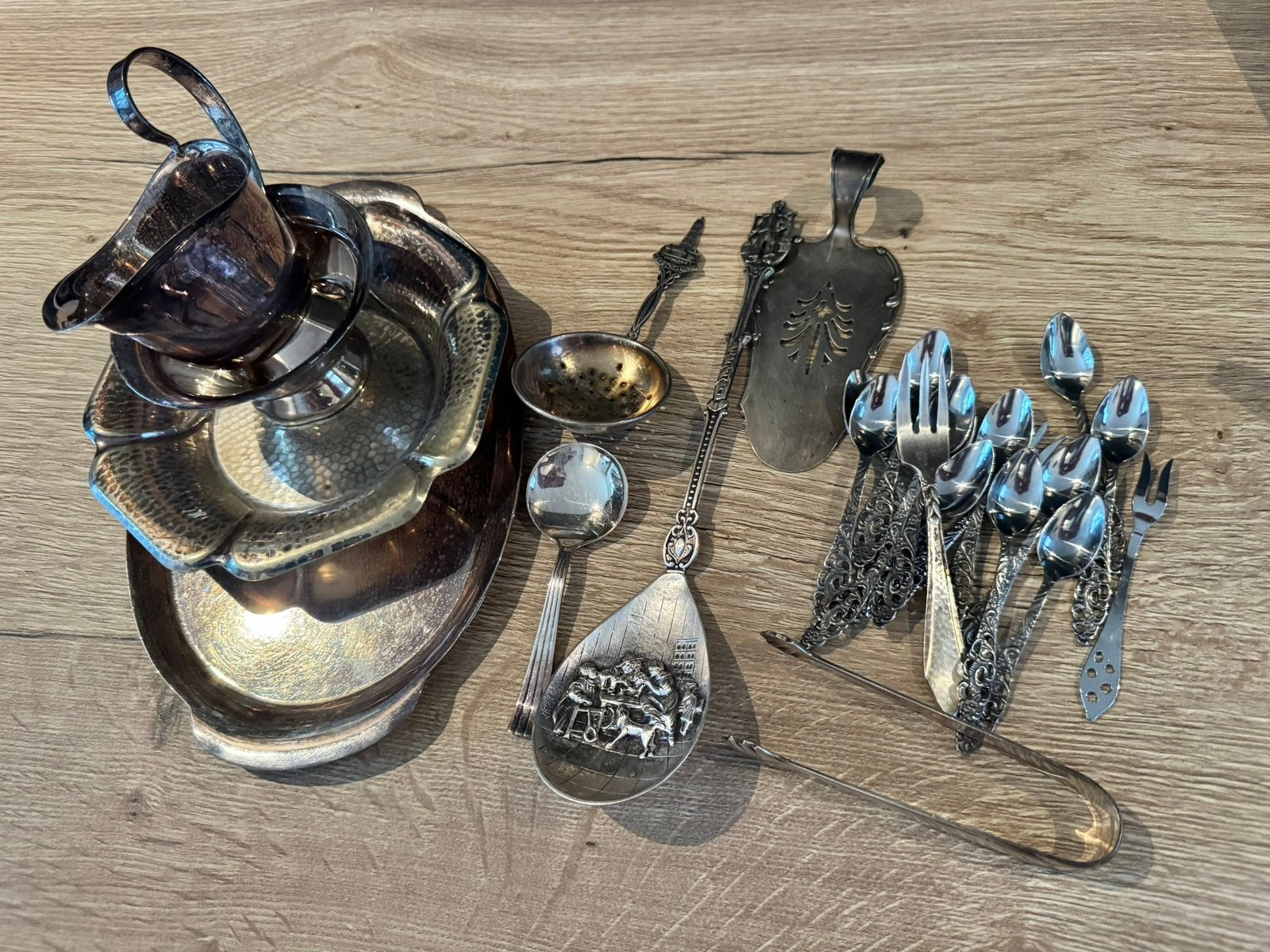 Partij verzilverd bestek & servies - o.a. Sola - vintage, Ophalen of Verzenden