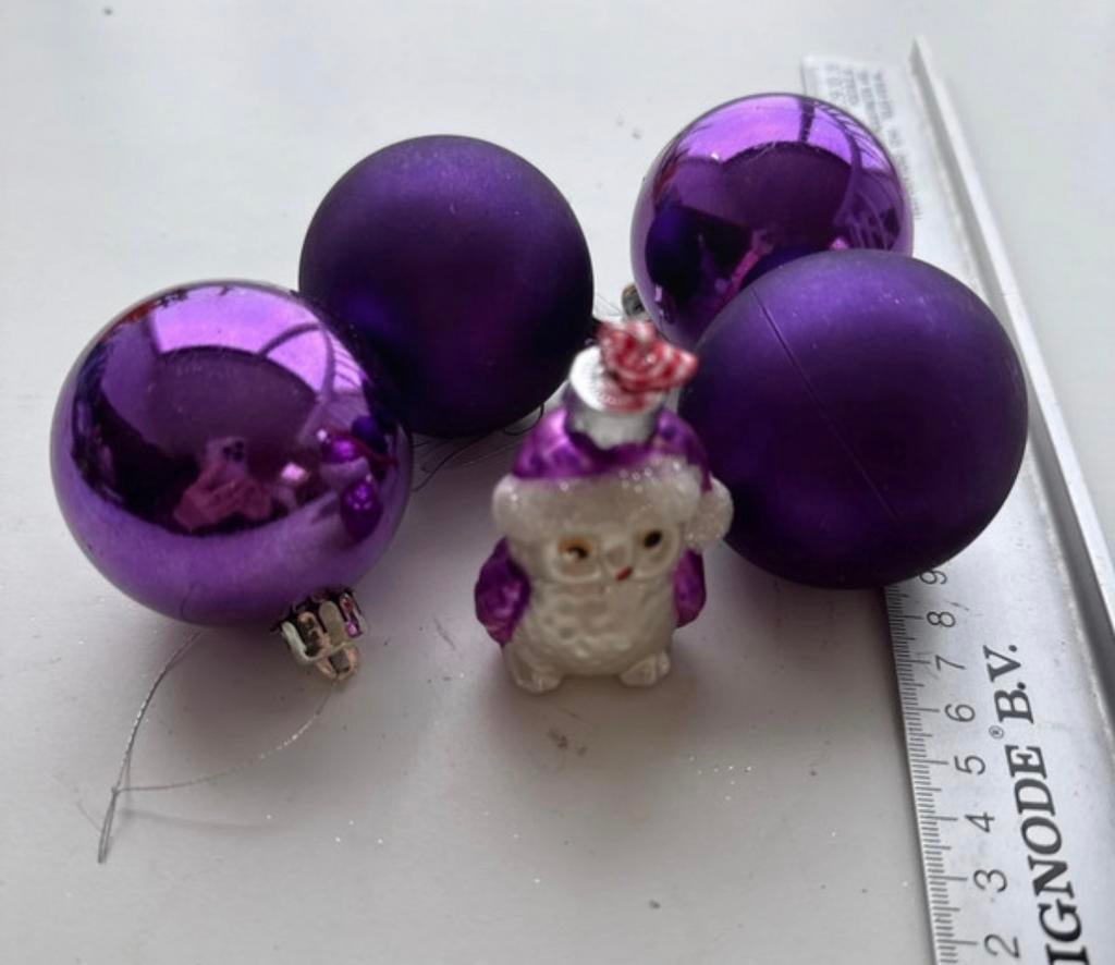 Kerstboomhangers 5x  paars, Diversen, Kerst, Ophalen of Verzenden
