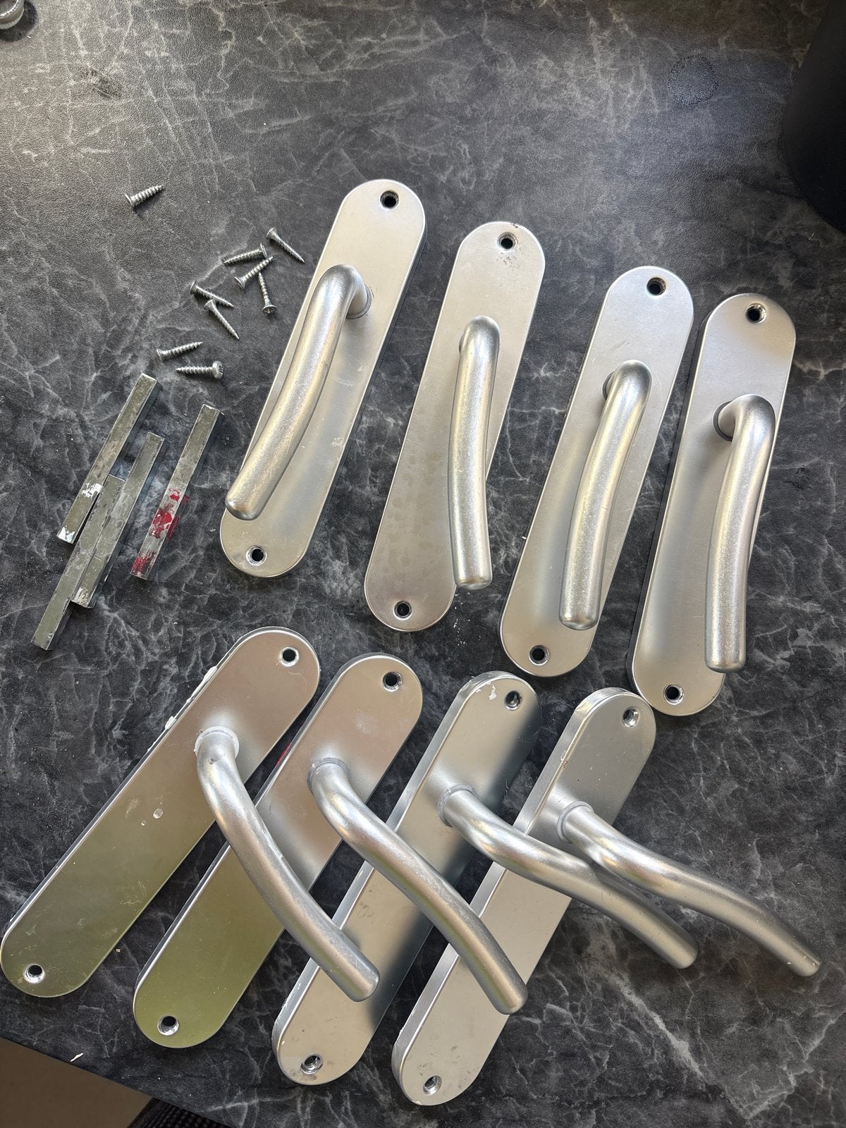 4 Sets deurklinken met bevestigingsmateriaal, Ophalen, Gebruikt, Rvs, Klink of Kruk