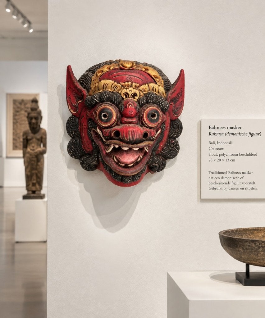 Oud Balinees houten demonenmasker – handgesneden, Ophalen of Verzenden