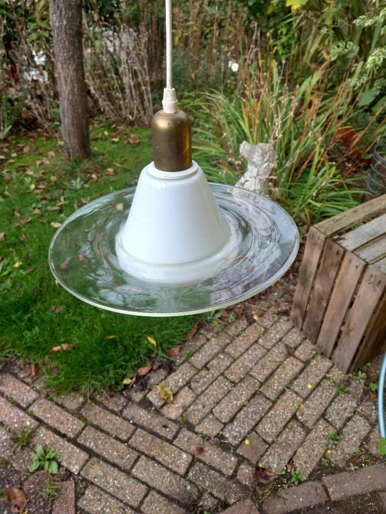 Retro glazen ufo hanglamp, Verzamelen, Ophalen of Verzenden, Huis en Inrichting