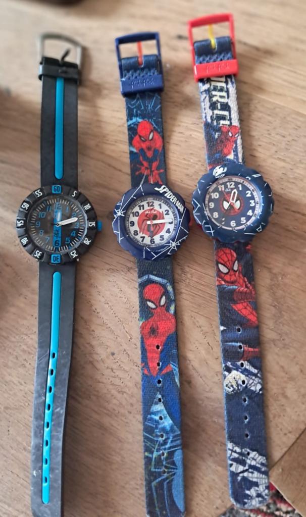 3x Flik Flak Kinderhorloges - Spiderman & Sportief, Sieraden, Tassen en Uiterlijk, Horloges | Kinderen, Ophalen of Verzenden, Blauw