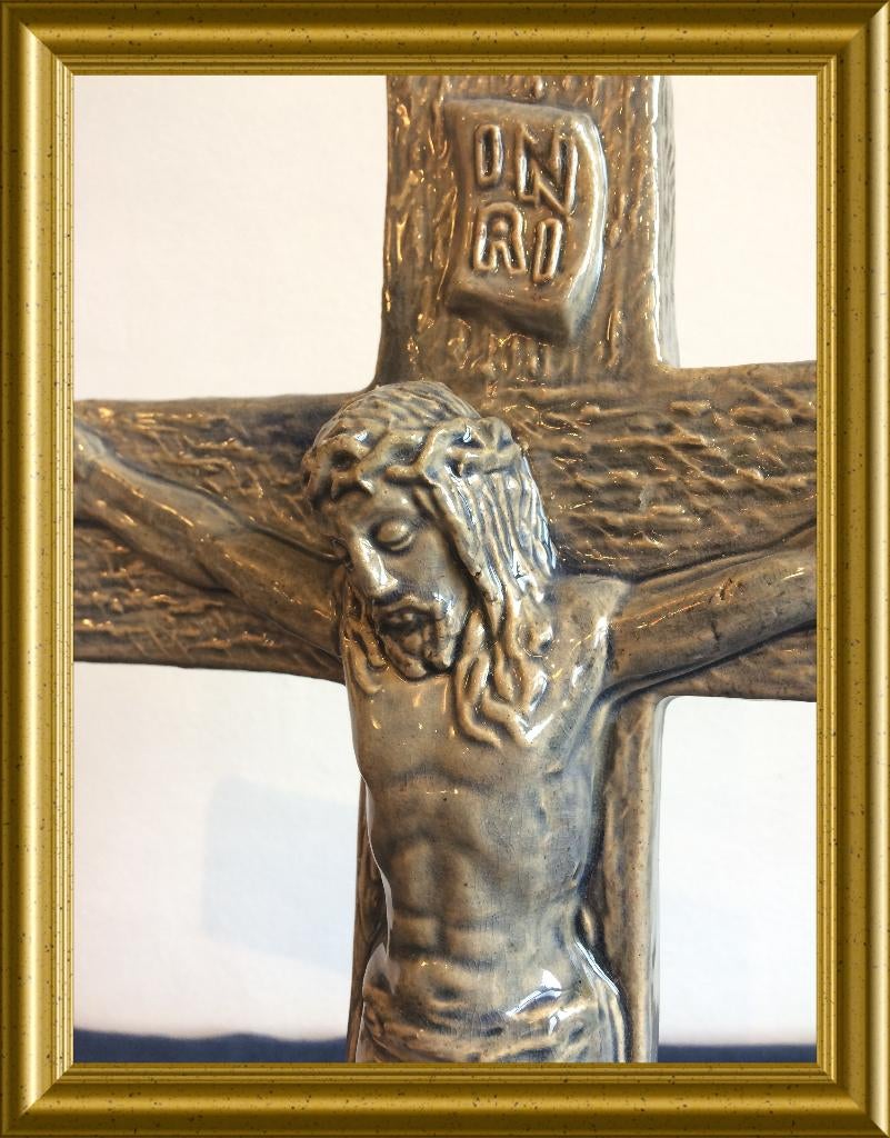 Vintage keramiek kruis, corpus, Christus, Antiek en Kunst, Ophalen of Verzenden