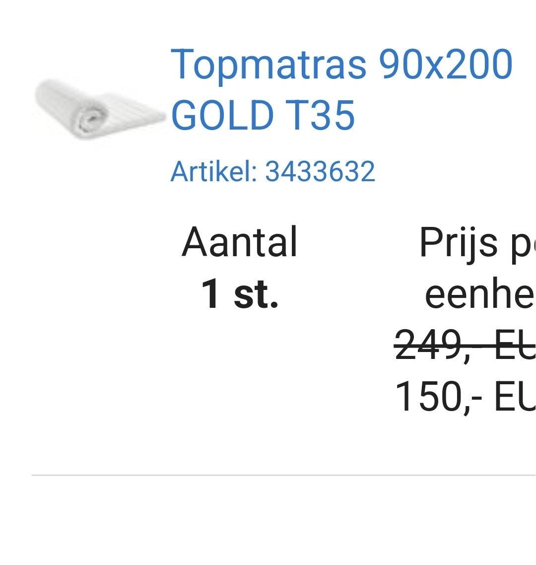 Topmatras nieuw Gold T35, Witgoed en Apparatuur, Persoonlijke-verzorgingsapparatuur, Ophalen of Verzenden, Zo goed als nieuw