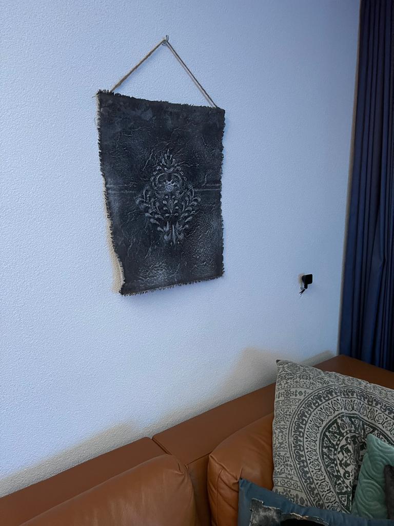 Wanddoek beton grey look linnen geverfd stoer sober 58 cm, Huis en Inrichting, Woonaccessoires | Wanddecoraties, Verburgt Vintage