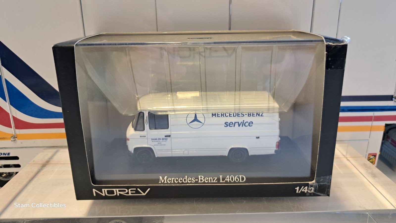 Norev Mercedes-Benz L406D "Mercedes-Benz Service" White, Gebruikt, Auto, Norev, Ophalen of Verzenden