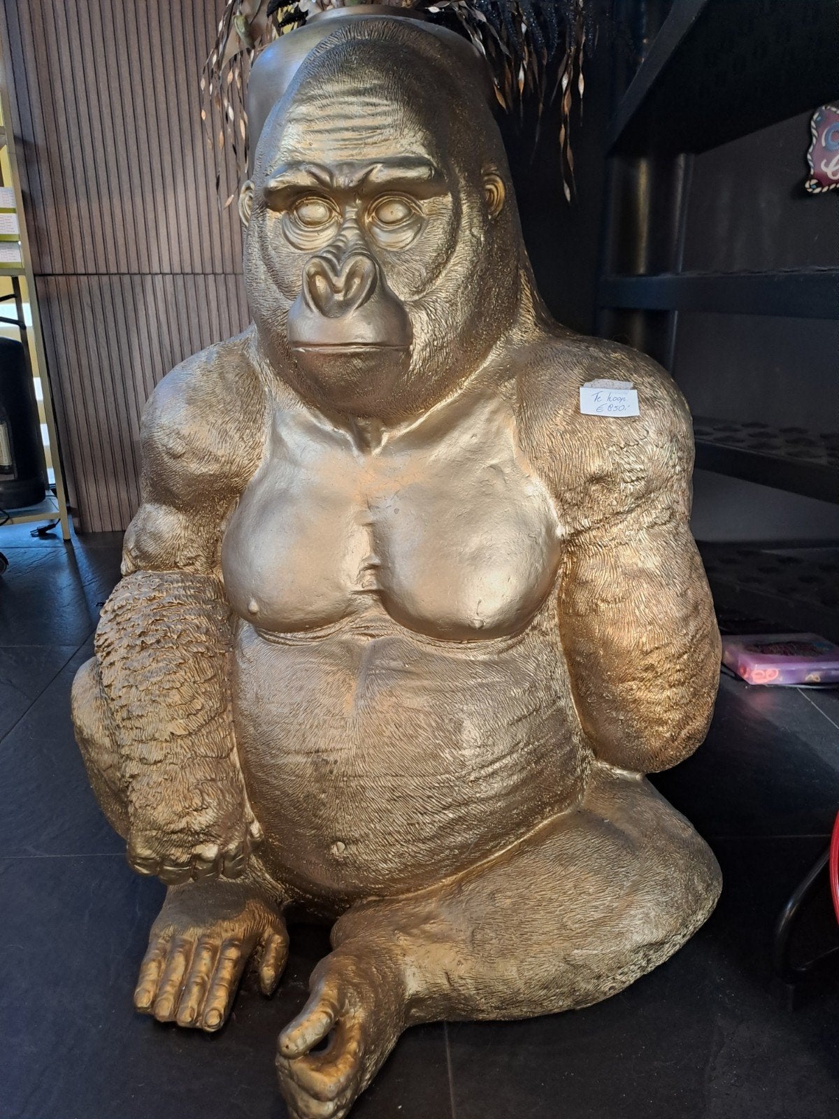 Gouden Gorilla Beeld - Uniek Decoratiestuk, Ophalen, Zo goed als nieuw, Dier