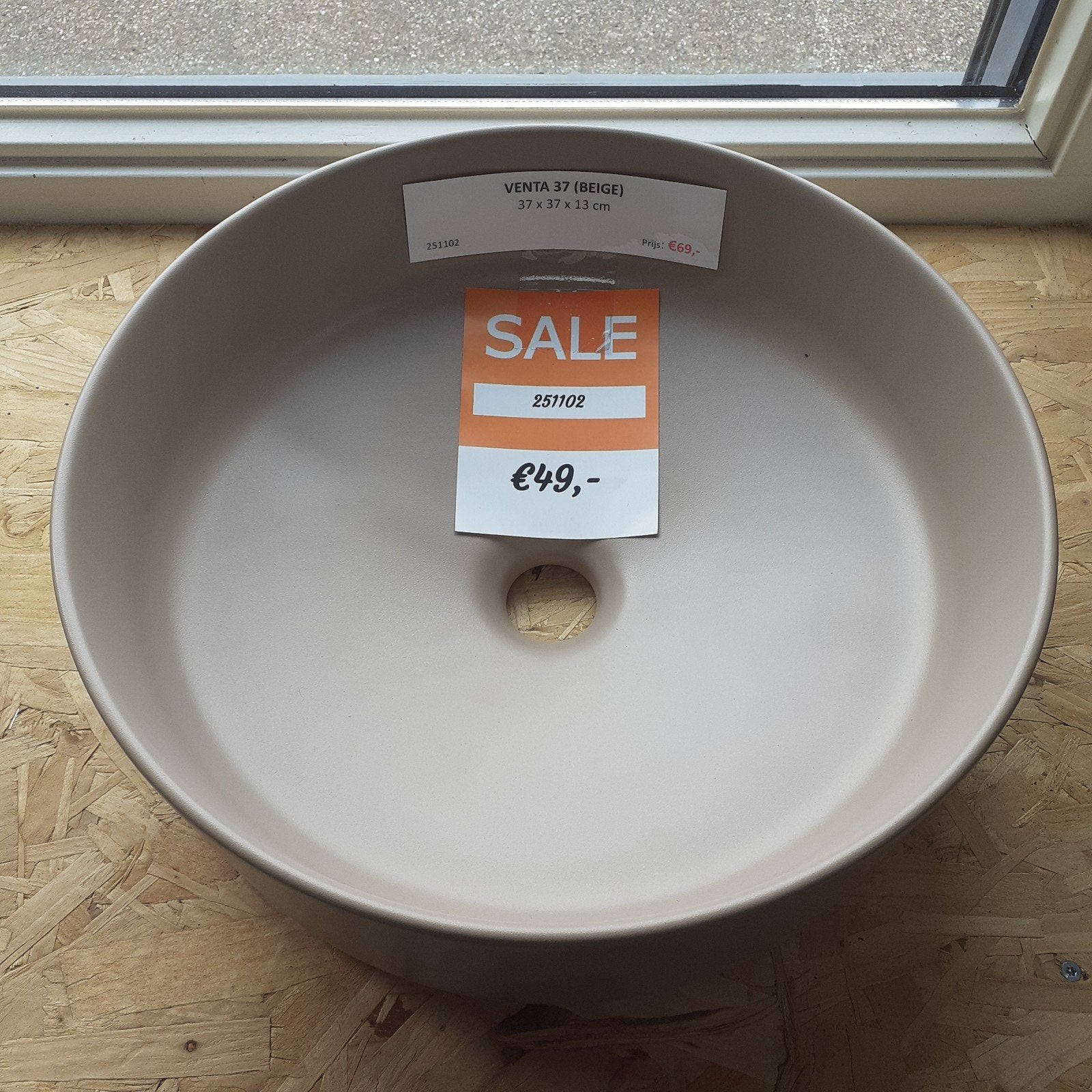 SALE Waskom, beige, rond, luxe uitstraling, modern, Venta 37, Ophalen of Verzenden, Nieuw