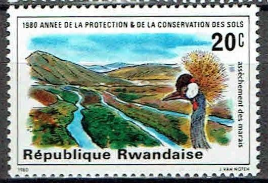 Rwanda 1980 Bodembescherming Vogel, Verzenden, Postfris, Dier of Natuur