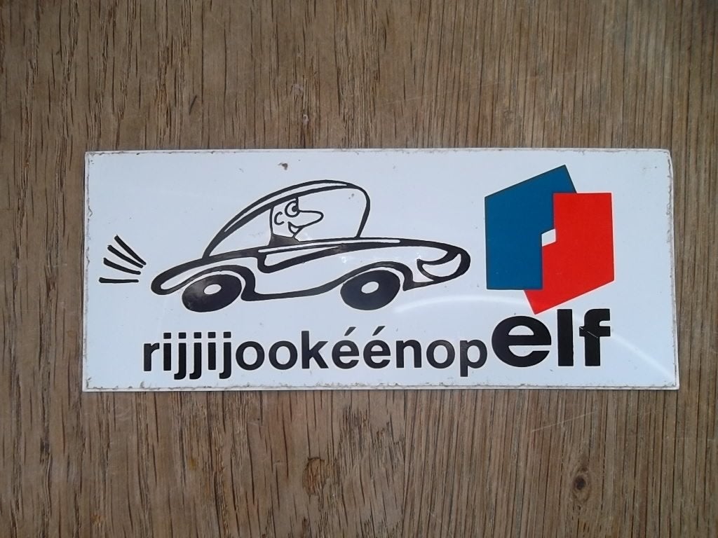Elf sticker - Rij jij ook één op Elf 6,5x16cm, Ophalen of Verzenden, Zo goed als nieuw, Bedrijf of Vereniging