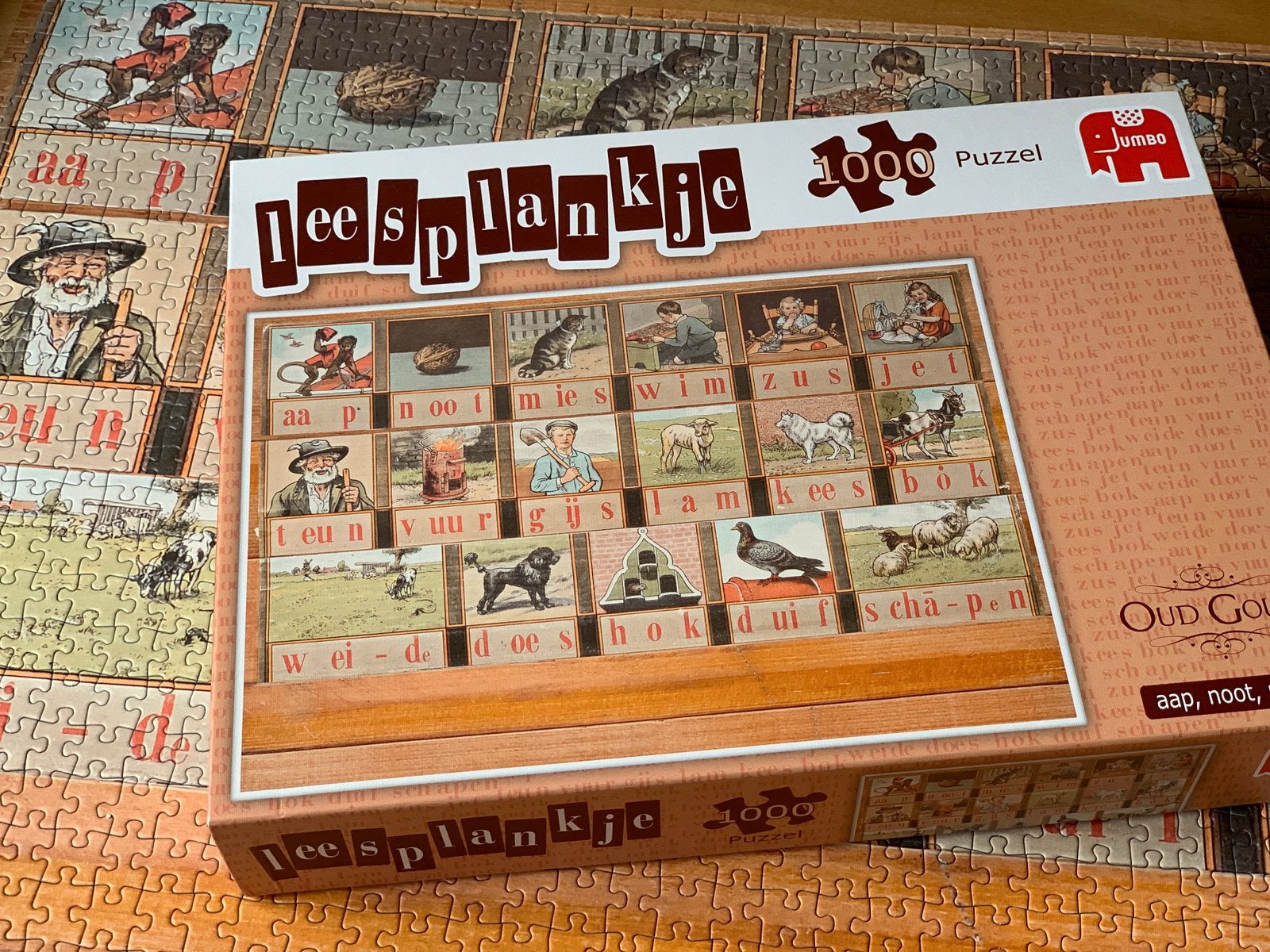 Puzzel Aap Noot Mies 1000 stukjes.Leesplankje, Ophalen of Verzenden, 500 t/m 1500 stukjes, Zo goed als nieuw, Legpuzzel