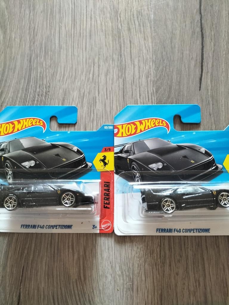 Hot Wheels Ferrari F40 Competizione zwart (2 stuks), Ophalen of Verzenden