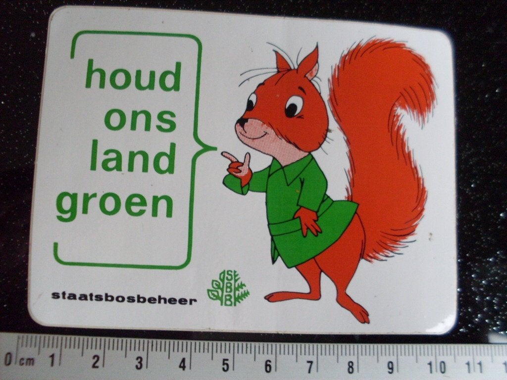sticker sbb staatsbosbeheer houd ons land groen eekhoorn, Verzamelen, Verzenden, Zo goed als nieuw, Bedrijf of Vereniging