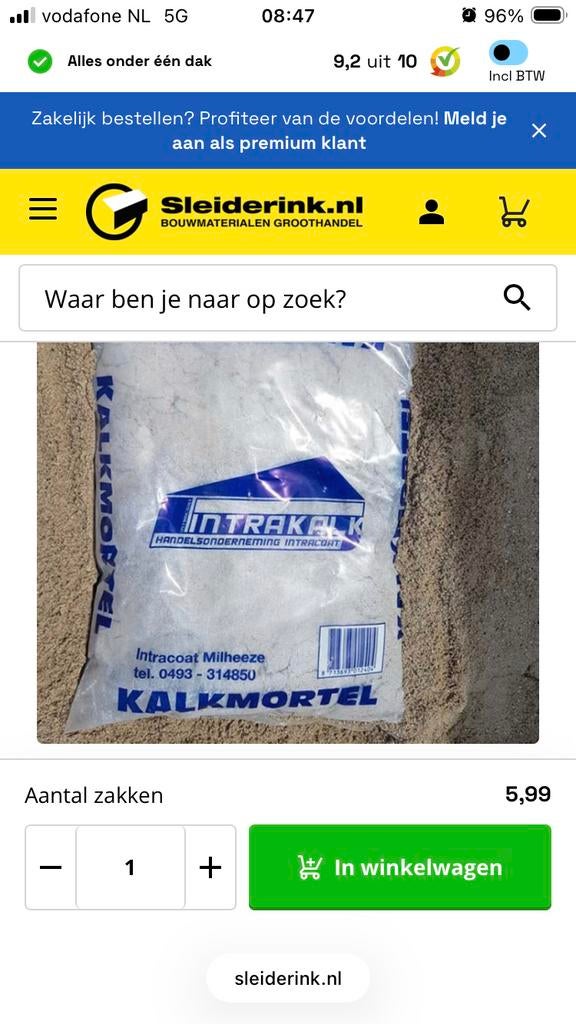 13 zakken Kalkmortel €40 0-3mm - 25kg per zak, Overige materialen, Zo goed als nieuw, 15 m² of meer, Ophalen