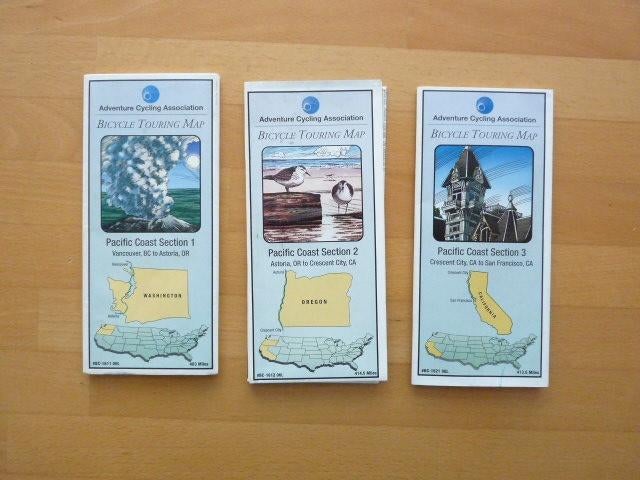 Bicycle touring map Pacific coast Section 1 t/m 3 Fietskaart, Boeken, Reisgidsen, Overige merken, Ophalen of Verzenden, Zo goed als nieuw