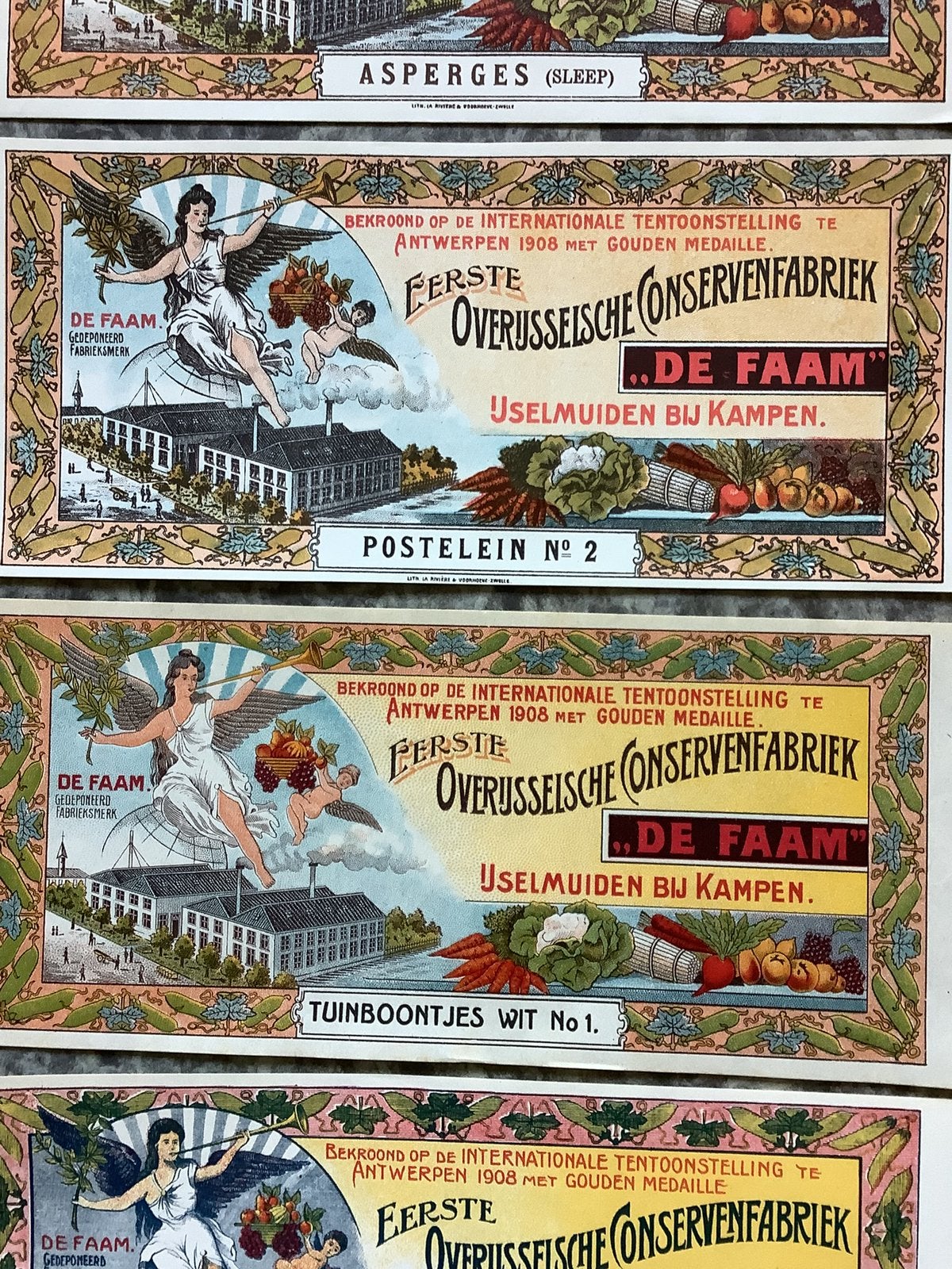 Diverse vintage etiketten; o.a. De Faam IJsselmuiden, Ophalen of Verzenden, Overige typen