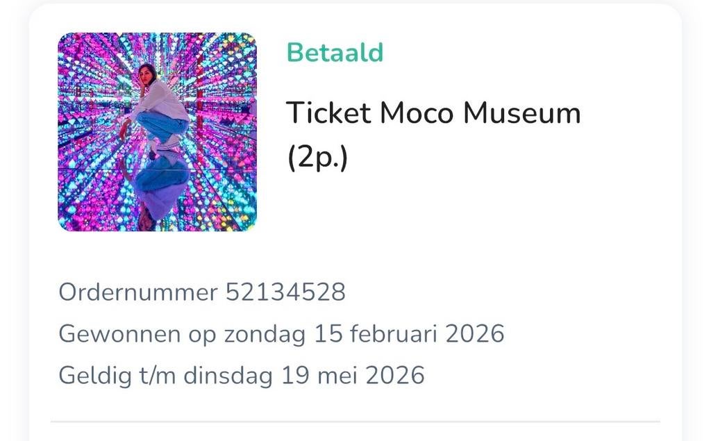 2 tickets voor het Moco Museum, Tickets en Kaartjes, Twee personen, Ticket of Toegangskaart