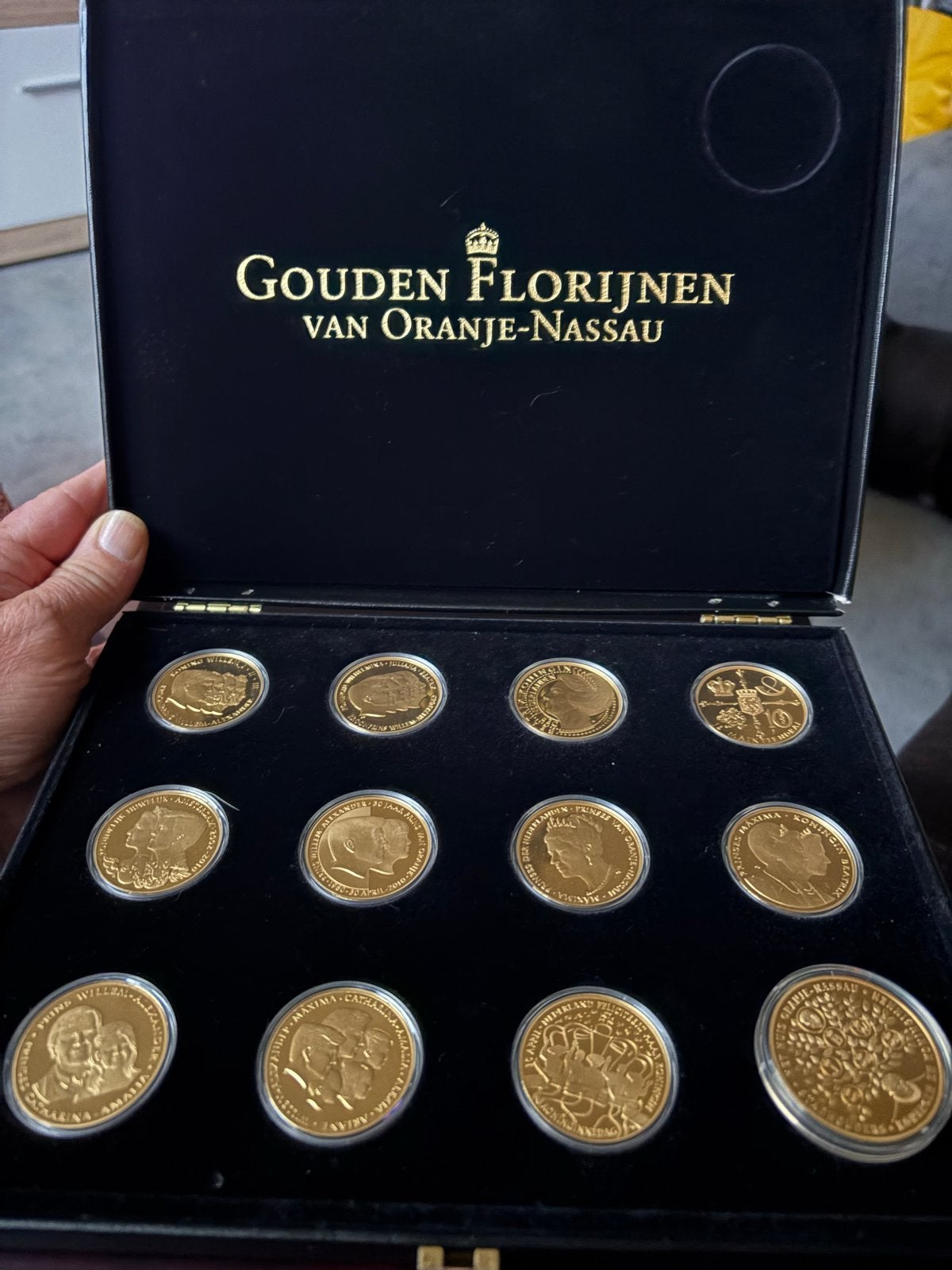 Diverse collectie herdenkingsmunten en gouden florijnen, Ophalen, Setje, Koningin Beatrix, Goud