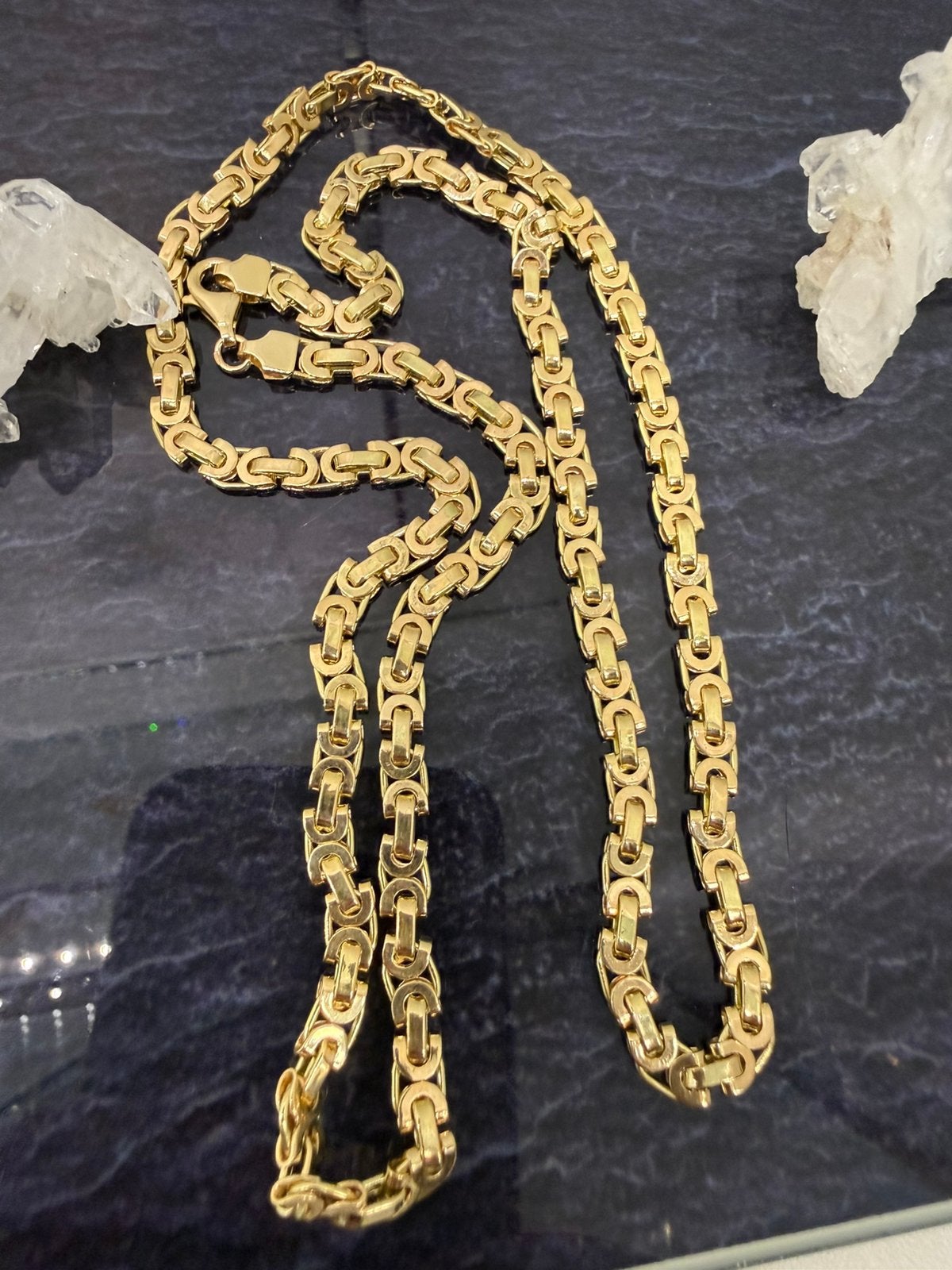 14k gouden half massieve platte Koningsketting 60 cm 4.3 mm, Ophalen of Verzenden, Nieuw, Goud, Goud
