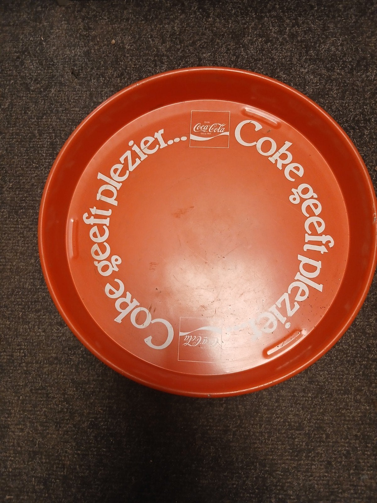 Vintage Coca-Cola dienblad - "Coke geeft plezier", Gebruikt, Ophalen of Verzenden