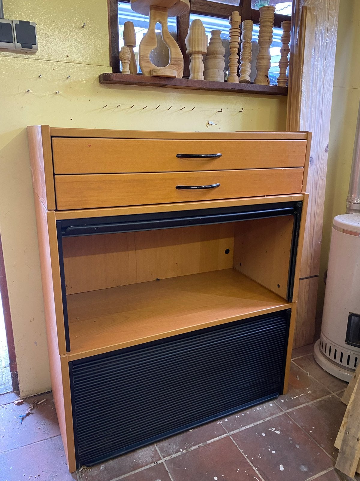 Kantoor set van 2 kasten met schuifdeur en 2 ladeblokken, Ophalen, Gebruikt, 100 tot 150 cm, 50 tot 100 cm
