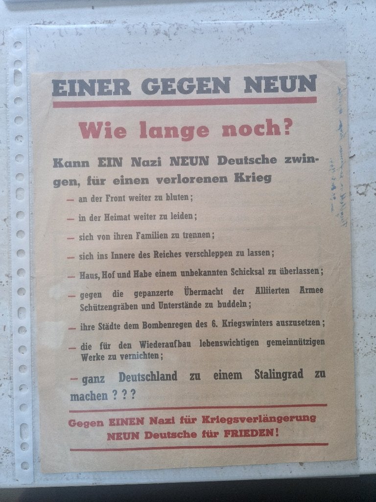 Geallieerd pamflet Duitsland, met handgeschreven tekst, Verzamelen, Militaria | Tweede Wereldoorlog, Ophalen of Verzenden, Duitsland
