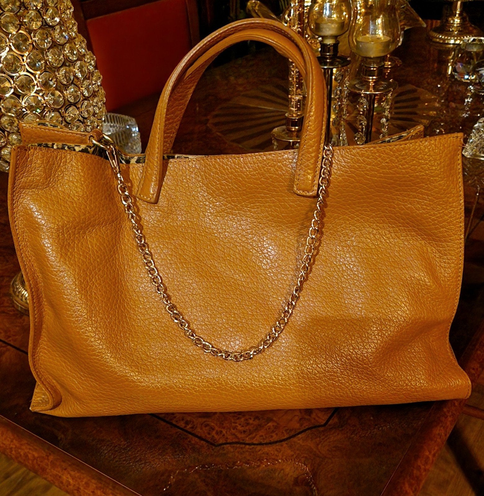 leren  shopper  ,mooi  gevoerd, Ophalen of Verzenden, Zo goed als nieuw, Bruin, Shopper