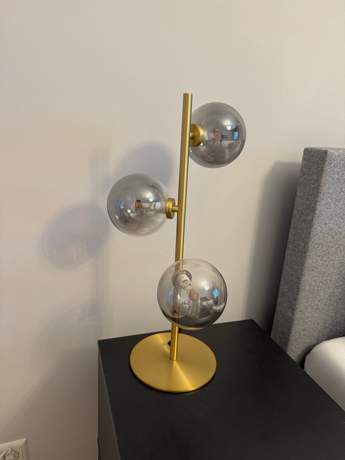2x Erik Kuster look-a-like tafellampen met glazen bollen, Overige merken, Goud, E14 (klein), Ophalen of Verzenden