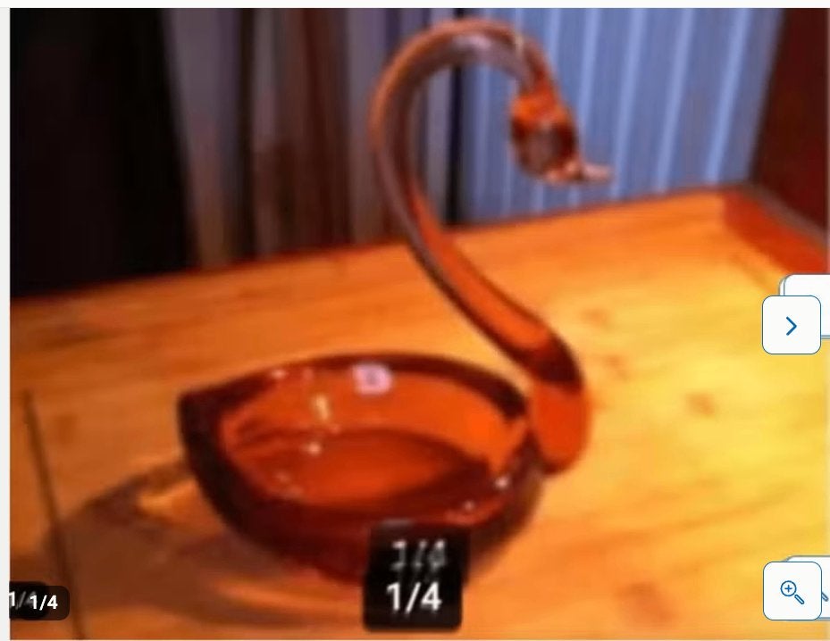 Glazen zwaan met bakje oranje H22 Br17cm, Ophalen of Verzenden