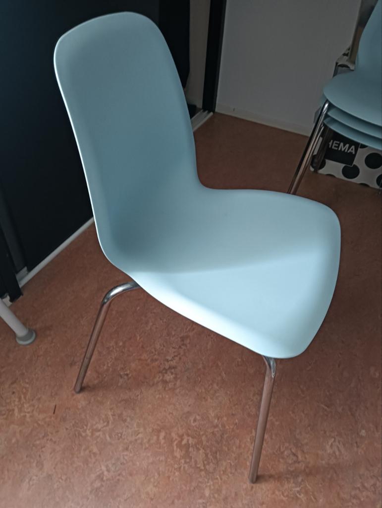 4 nieuwe stoelen licht blauw, Huis en Inrichting, Ophalen, Nieuw, Blauw, Twee