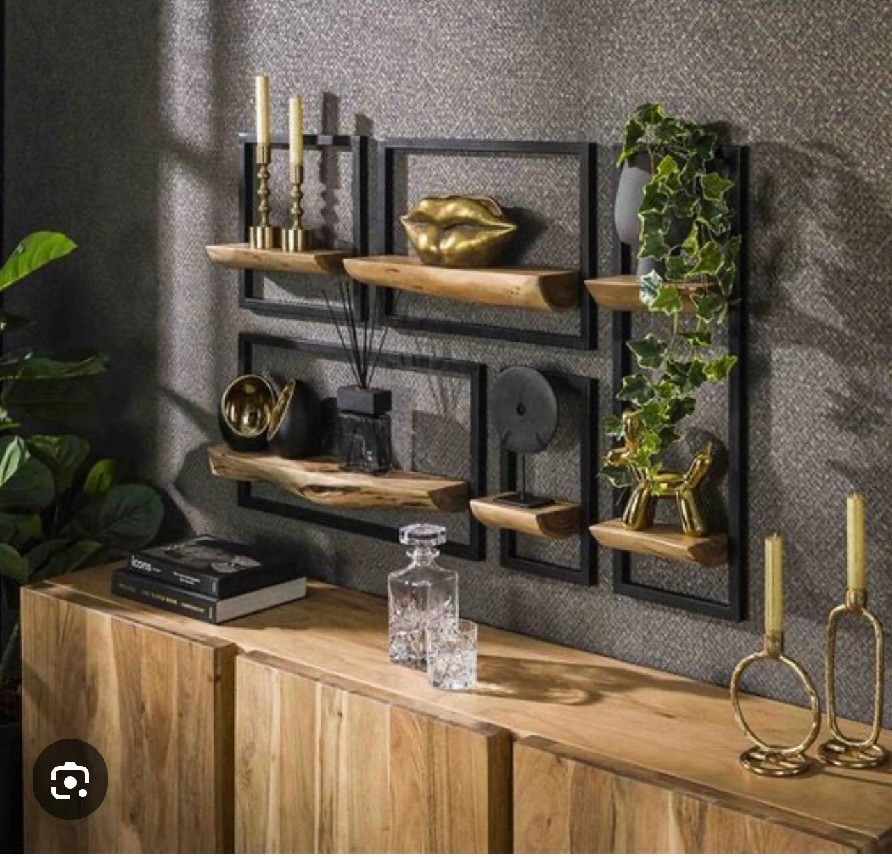 Wandmeubel Edson, Hout, Zwart, Nieuw, Ophalen of Verzenden