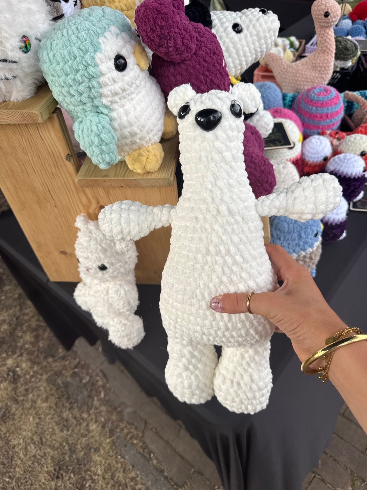 Super schattige zelfgemaakte ijsbeer knuffel, Handgemaakt, Beer, Nieuw, Ophalen of Verzenden