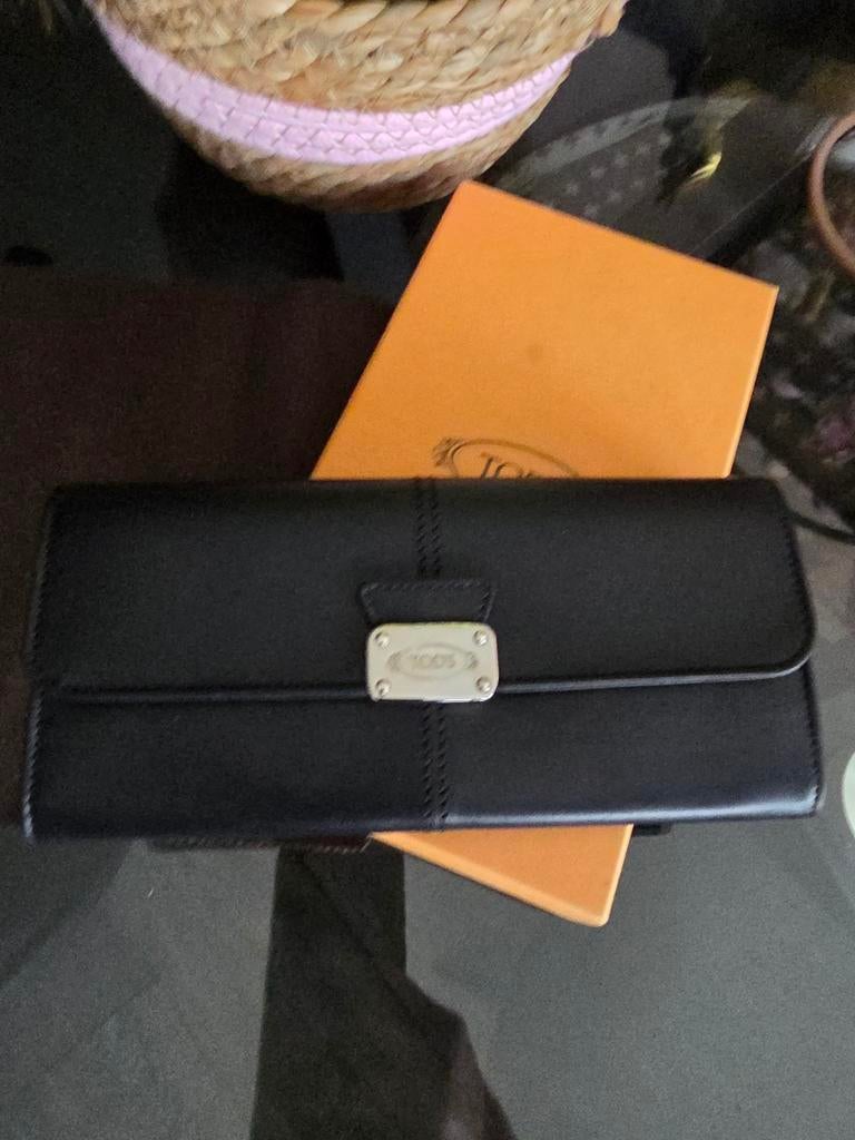 Tod's zwart leder dames portemonnee, Ophalen of Verzenden, Zo goed als nieuw, Zwart