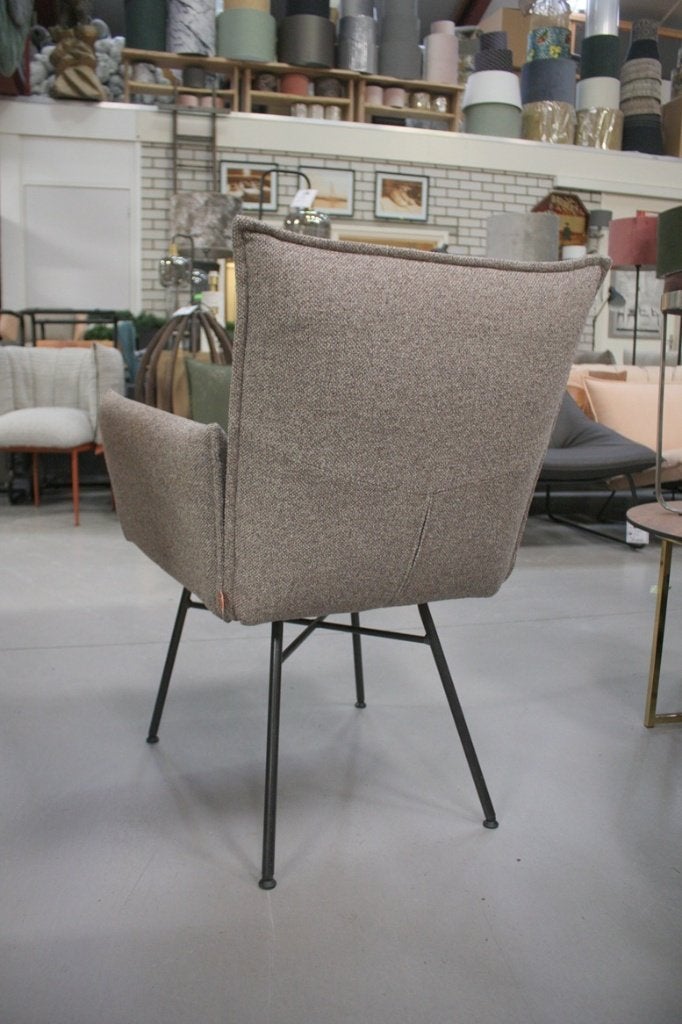 Eetkamerstoel Sanne Jess Design metaal stof naturel beige, Ophalen, Overige kleuren, Zo goed als nieuw, Stof