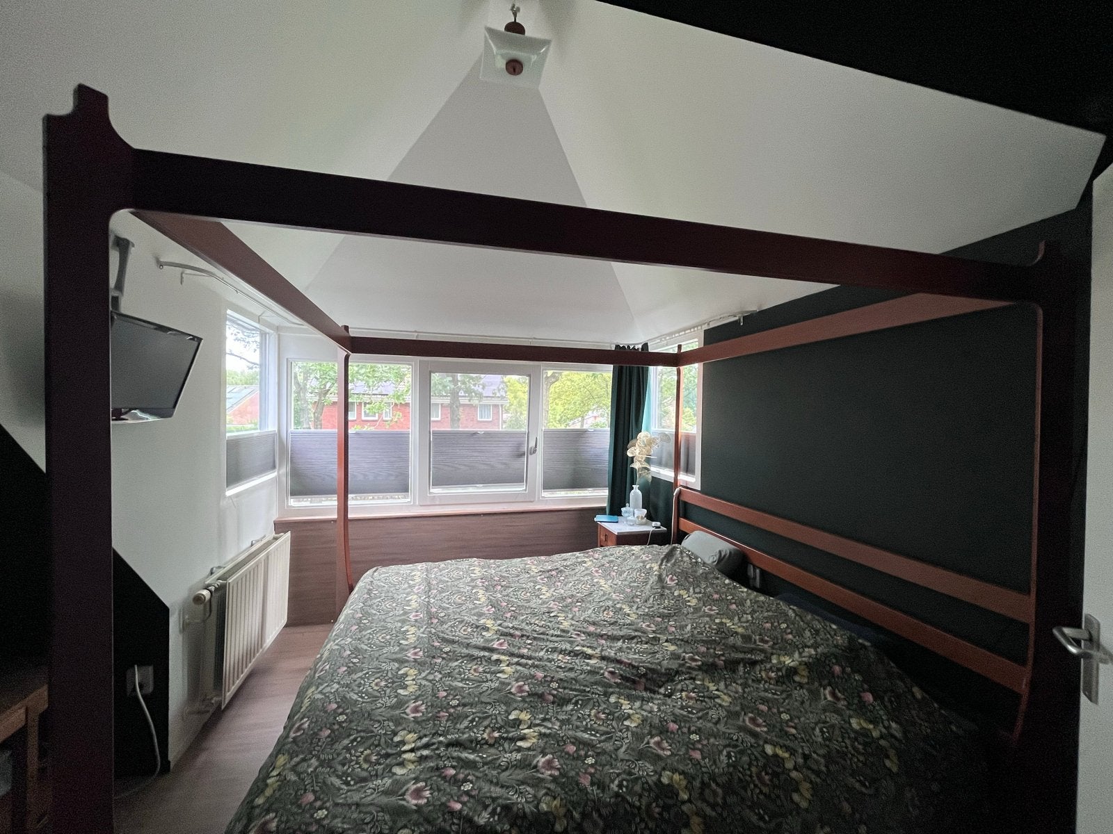 Hemelbed (zonder lattenbodem), Gebruikt, Bruin, Tweepersoons, Ophalen of Verzenden