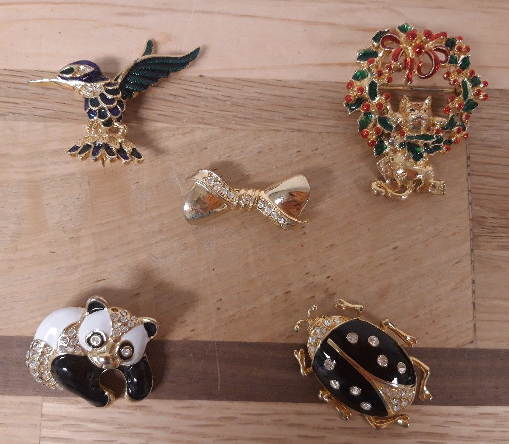 Zeer mooie broches - 5 stuks, Sieraden, Tassen en Uiterlijk, Broches, Ophalen of Verzenden, Zo goed als nieuw, Goud, Overige materialen