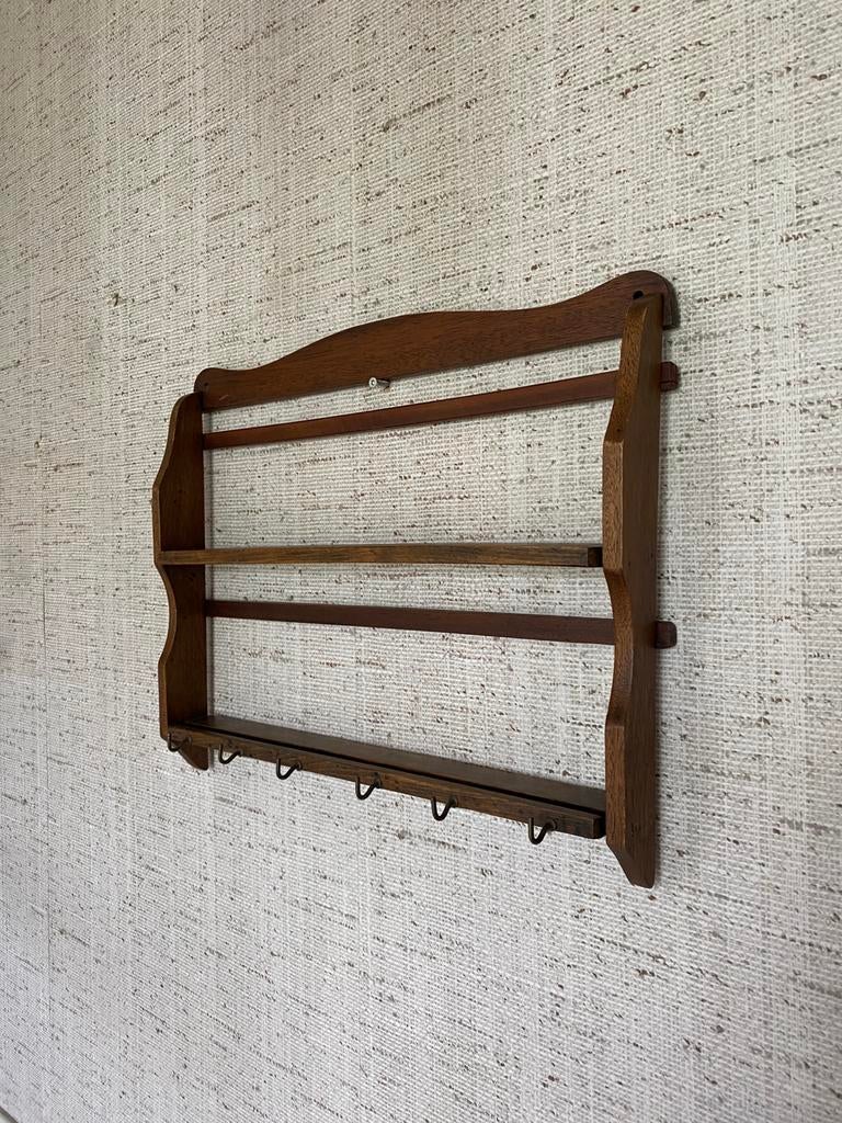 Vintage kruidenrek keukenrek handdoek wandrek, Hout, Ophalen of Verzenden, Overige typen, Gebruikt