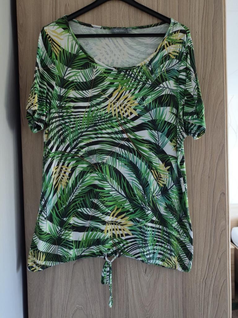 Geisha T-shirt met palmprint en knoopdetail - Maat XL/42, Kleding | Dames, T-shirts, Geisha, Maat 42/44 (L), Ophalen of Verzenden