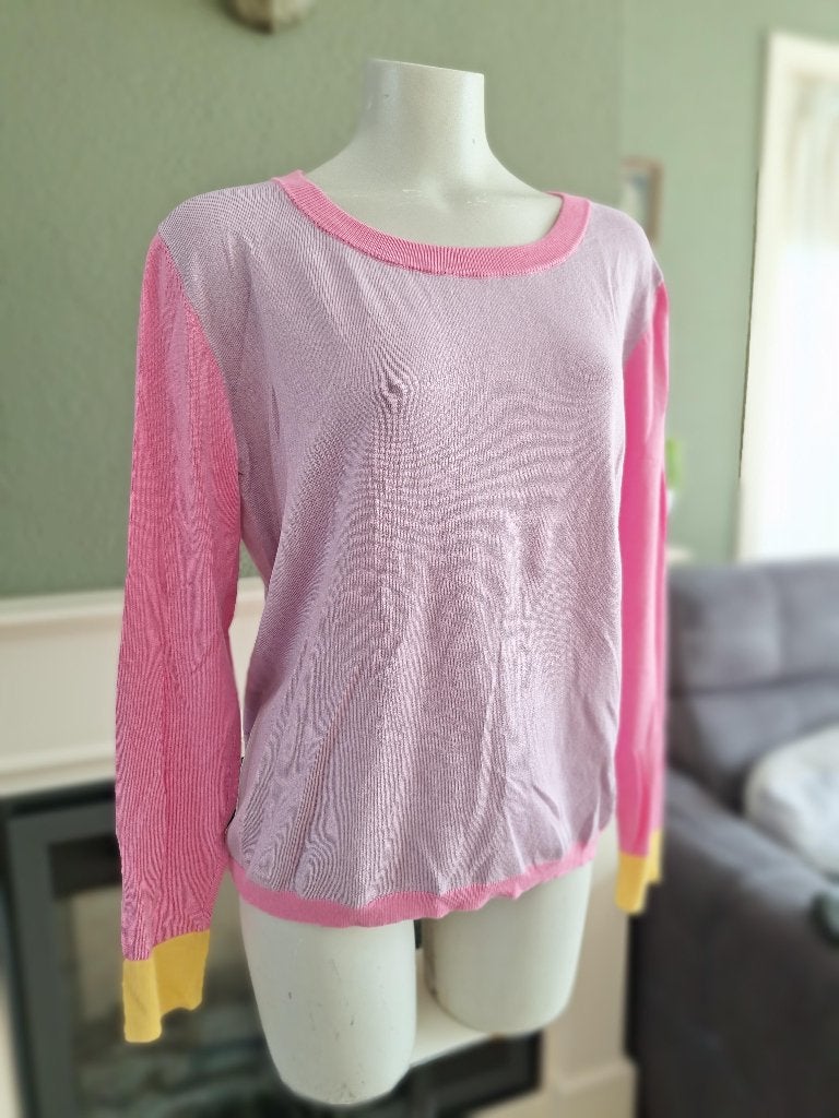 Costa Mani lila roze gele trui sweater M 38, Maat 38/40 (M), Verzenden, Costa Mani, Zo goed als nieuw
