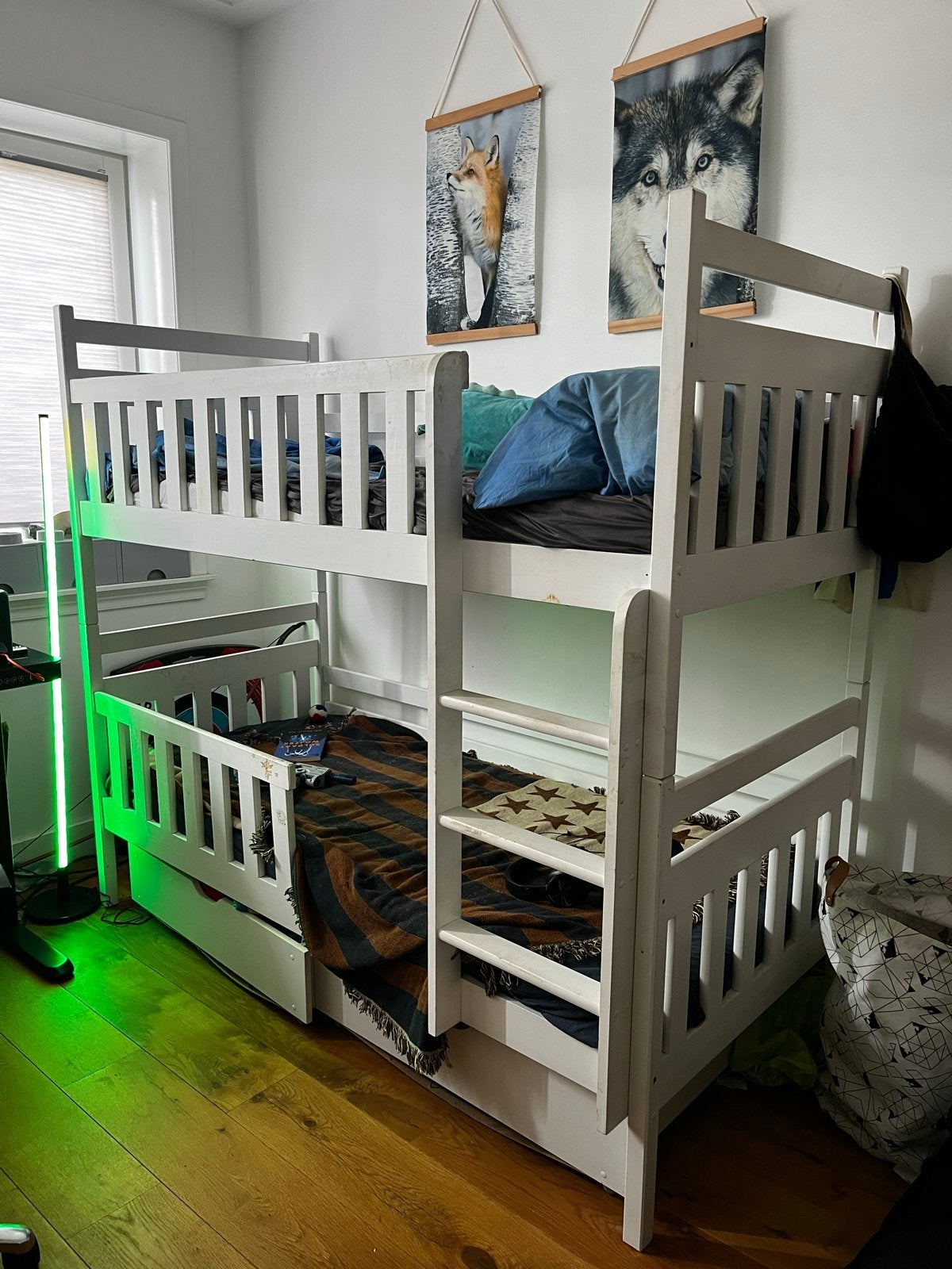 Stevig wit stapelbed met lades - perfect voor kinderkamer, Ophalen, Gebruikt, 160 tot 180 cm, Tweepersoons