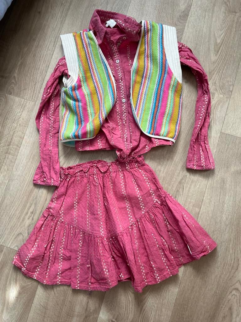 AI & Ko setje maat 152 - Roze rok en blouse met vestje, Ophalen of Verzenden, Gebruikt, Meisje, Setje