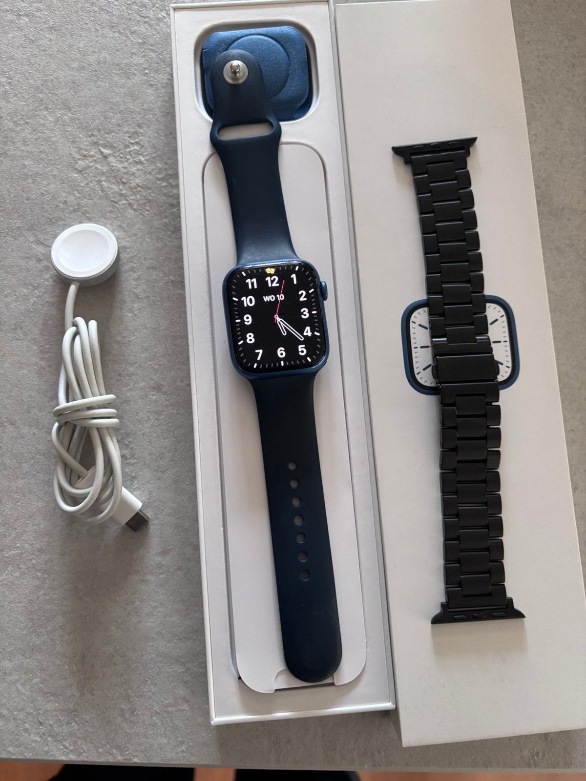 Apple watch 7, 45mm, Ophalen, Gebruikt, Blauw, IOS