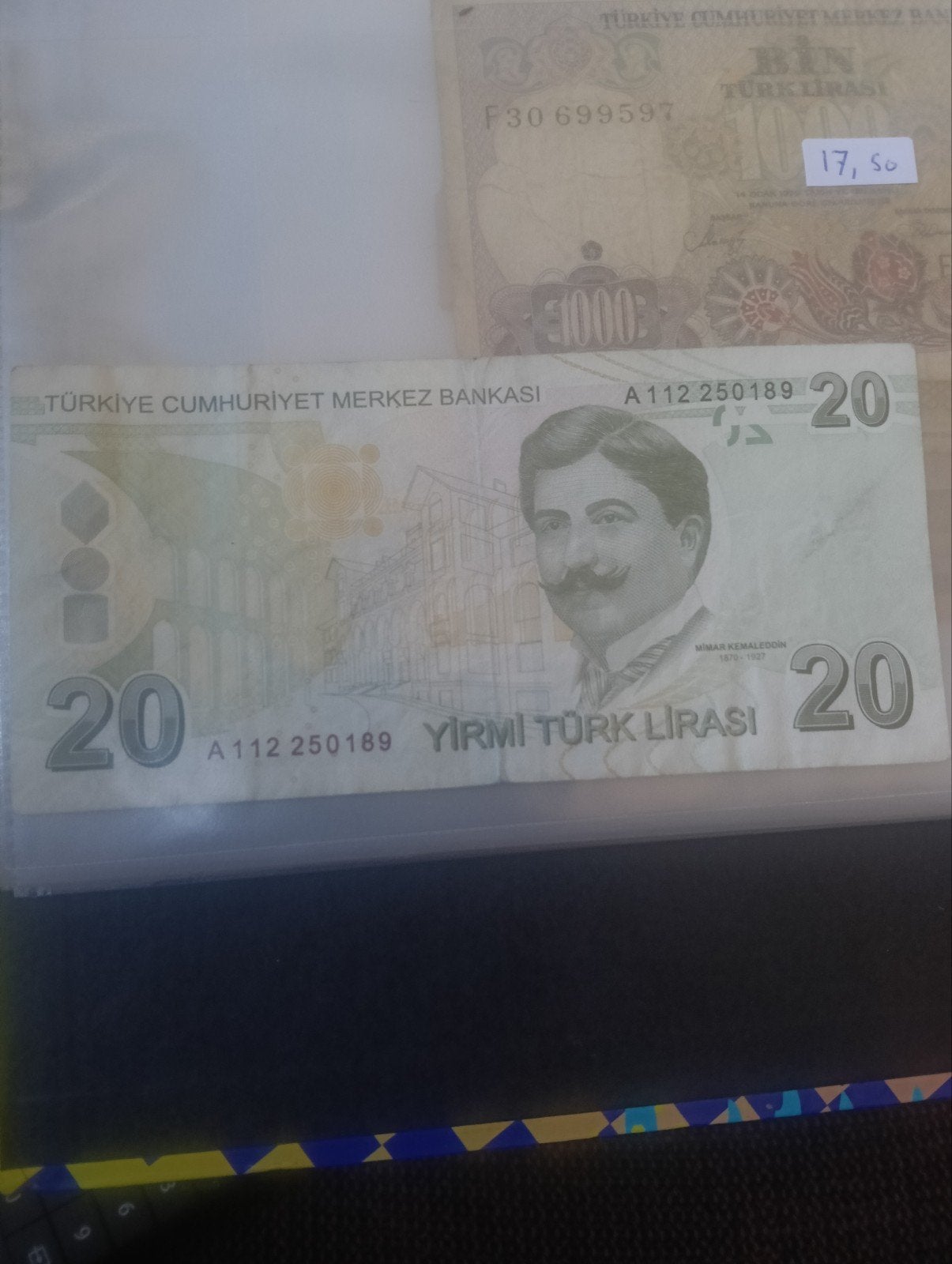 Turkse 20 Lira bankbiljet - Nimar Kemaleddin, Ophalen of Verzenden, Overige landen, Los biljet