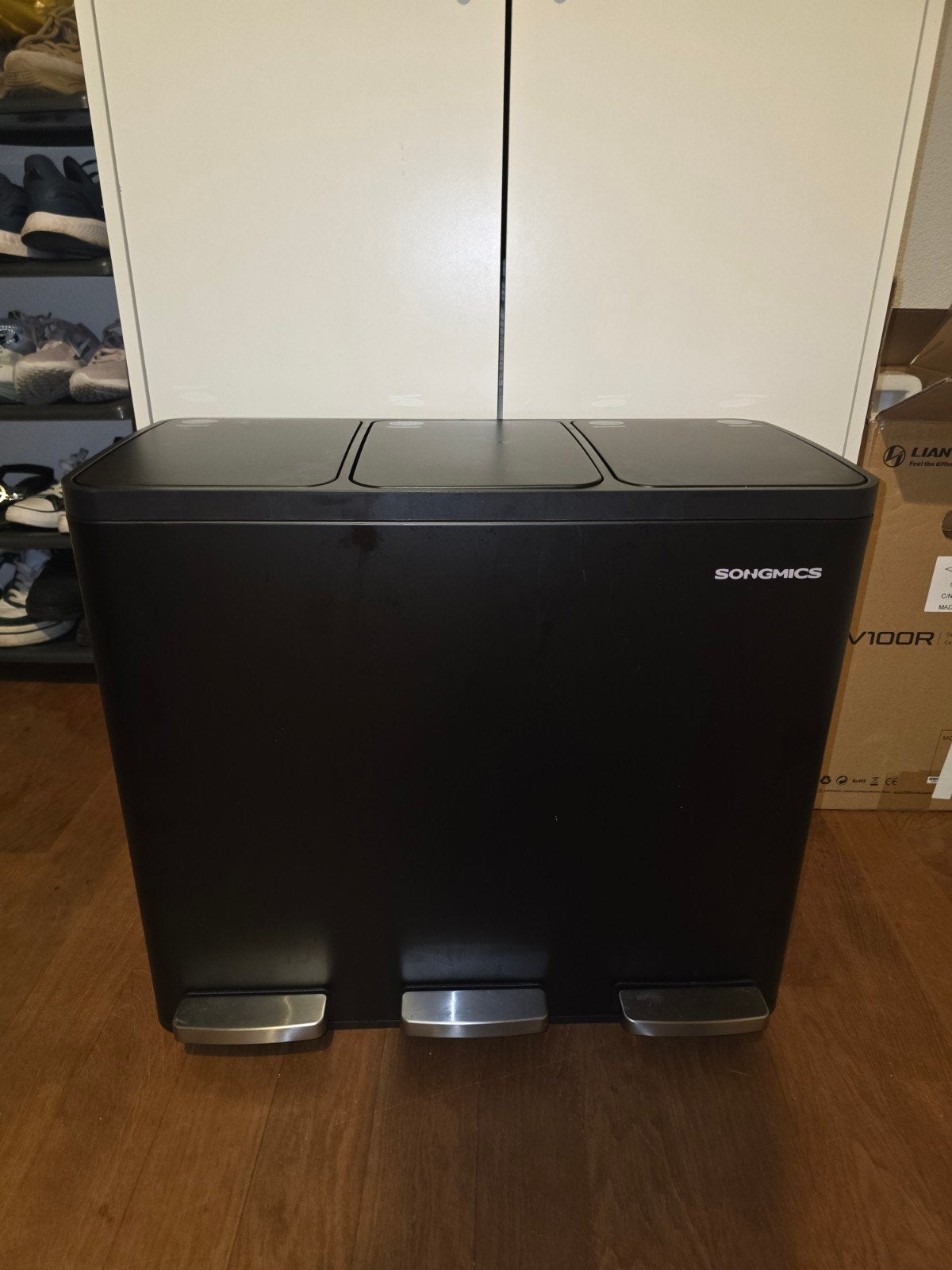 Songmics prullenbak met 3 vakken - 3x18L, Huis en Inrichting, Woonaccessoires | Prullenbakken, 40 liter of meer, Ophalen