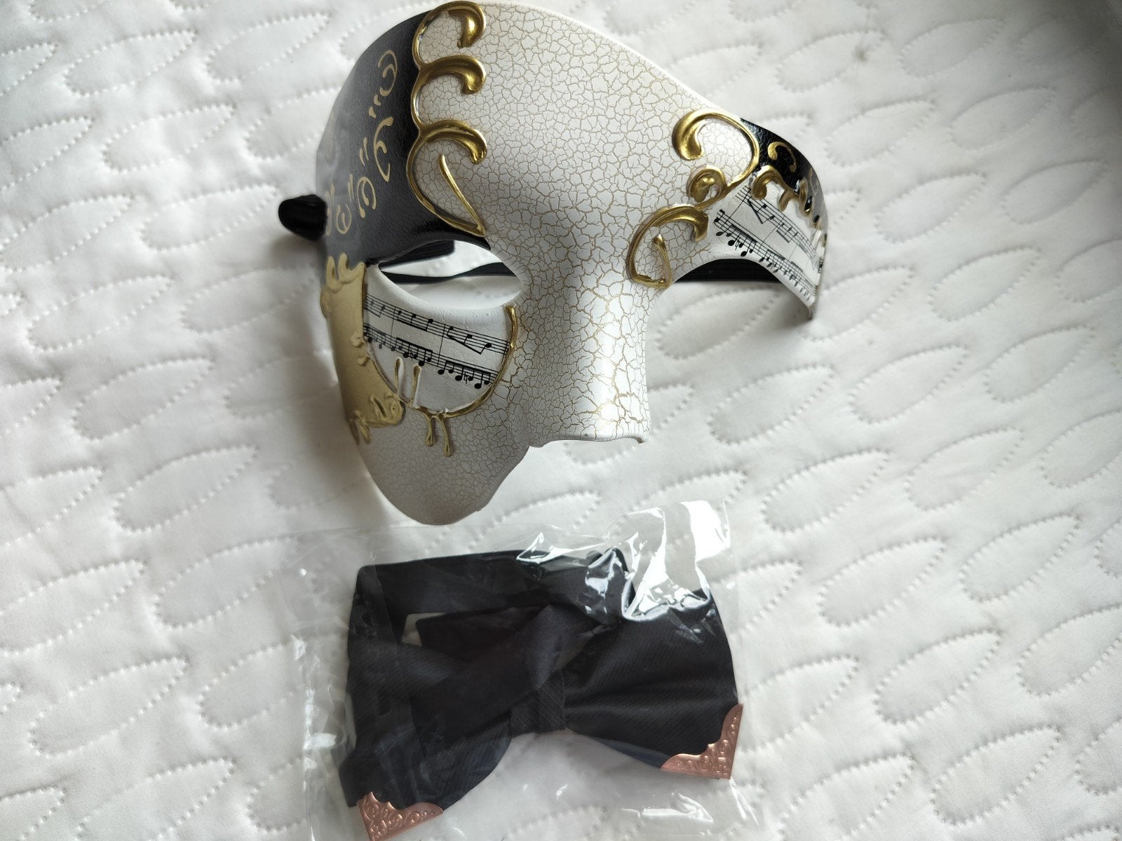 Venetiaans Masker Phantom of the Opera Stijl + Strik, Hobby en Vrije tijd, Feestartikelen, Ophalen of Verzenden, Nieuw, Feestartikel
