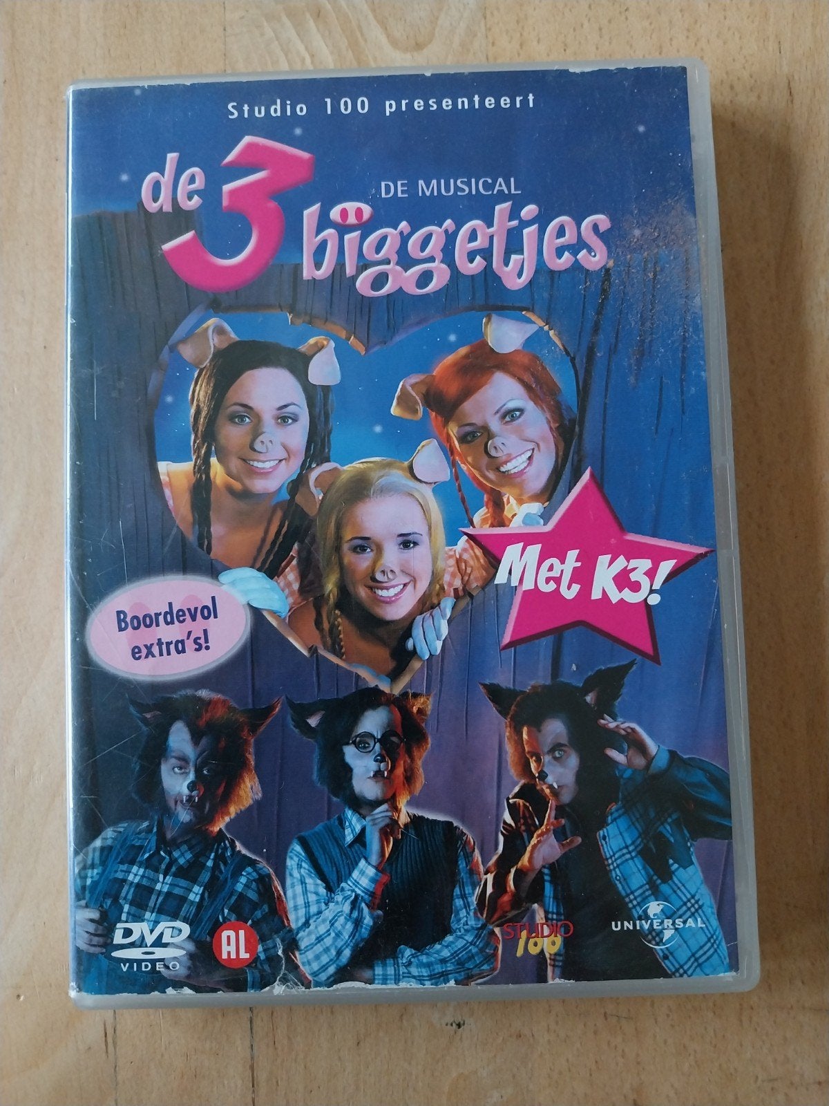 De 3 Biggetjes - De Musical (DVD) met K3, Bonusmateriaal, Alle leeftijden, Zo goed als nieuw, Familie